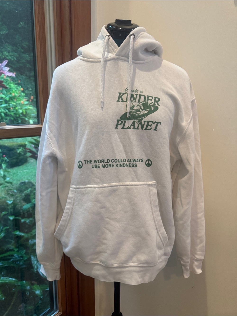 Create a Kinder Planet White Graphic Hoodie